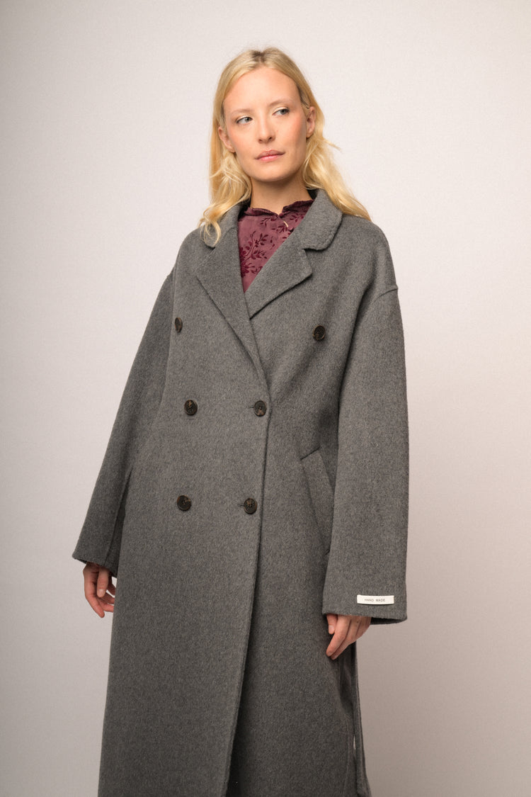 Cappotto doppio petto cintura misto lana