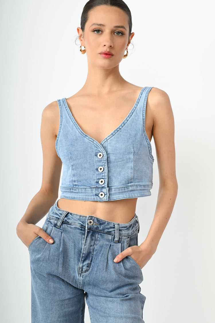 Top crop in denim