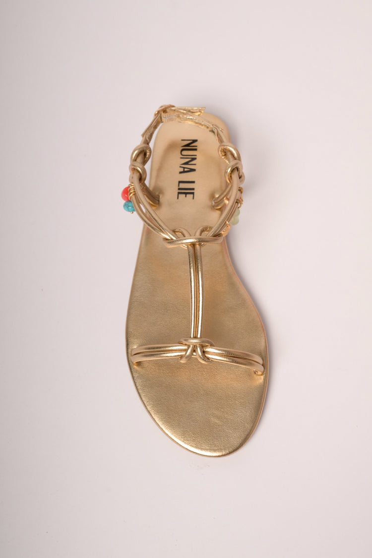 Sandali flat oro con pendenti decorativi