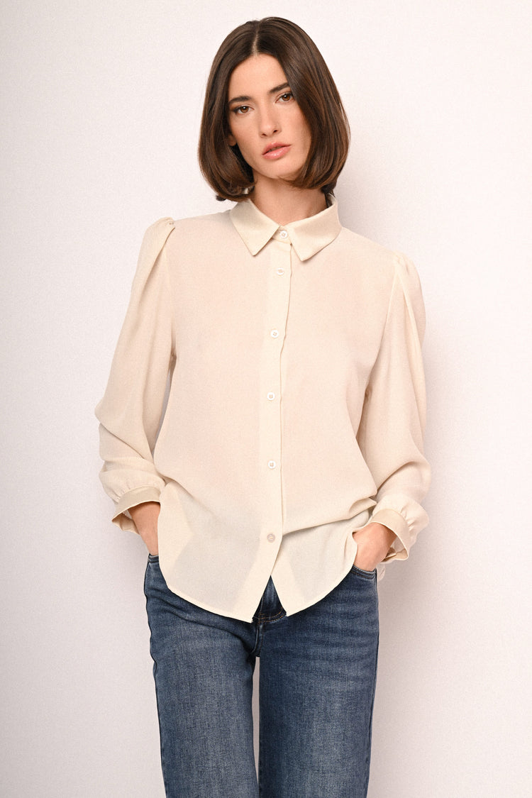 Camicia con colletto in raso