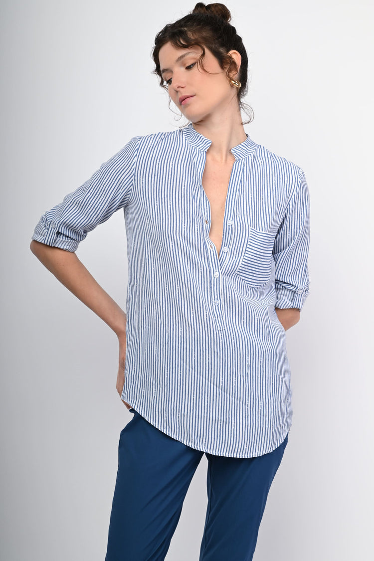 Camicia in viscosa a righe