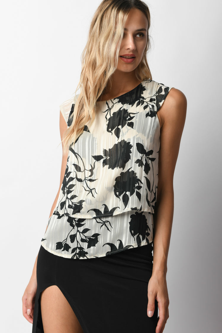 Top a stampa grafica floreale