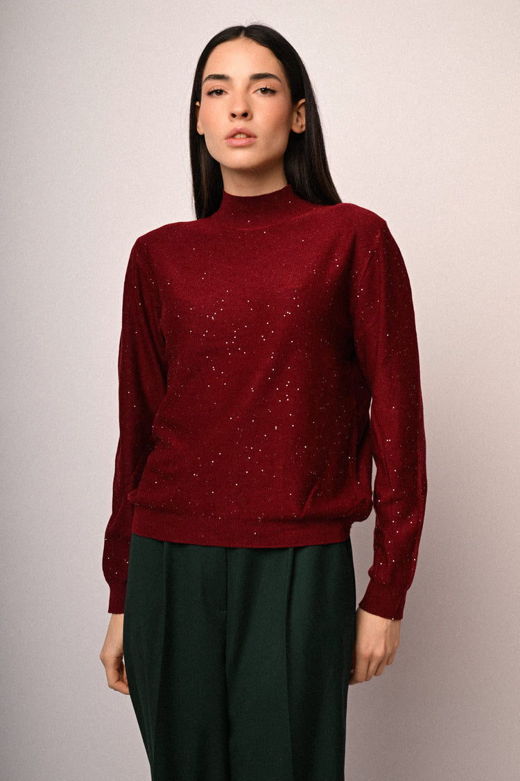 Lupetto con paillettes all-over
