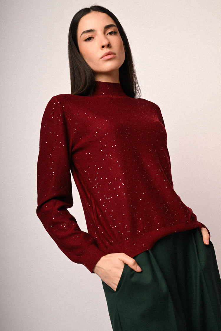 Lupetto con paillettes all-over