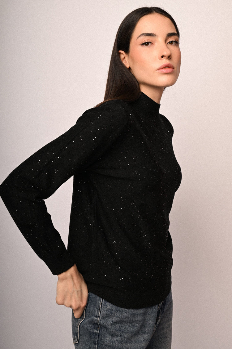 Lupetto con paillettes all-over