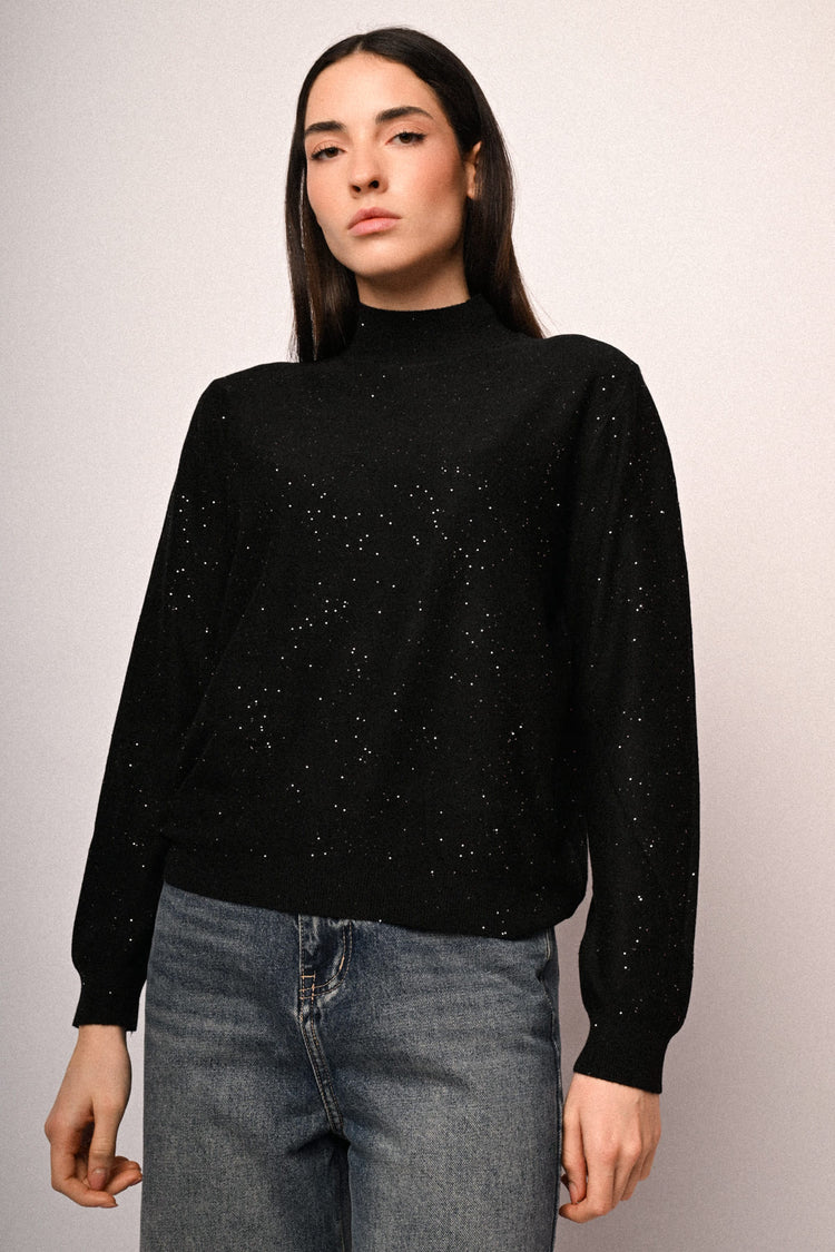 Lupetto con paillettes all-over