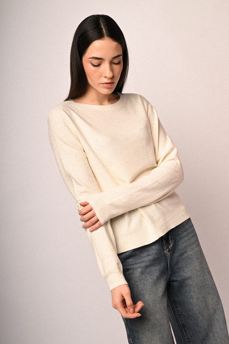 Pull con mini paillettes all-over