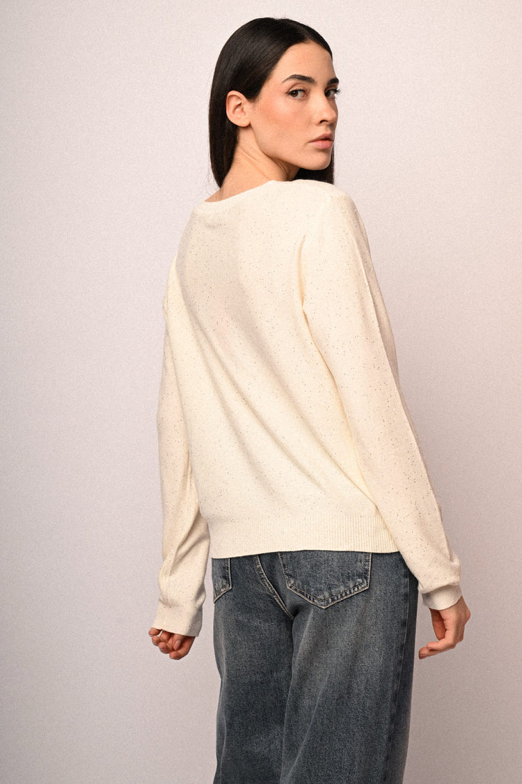 Pull con mini paillettes all-over