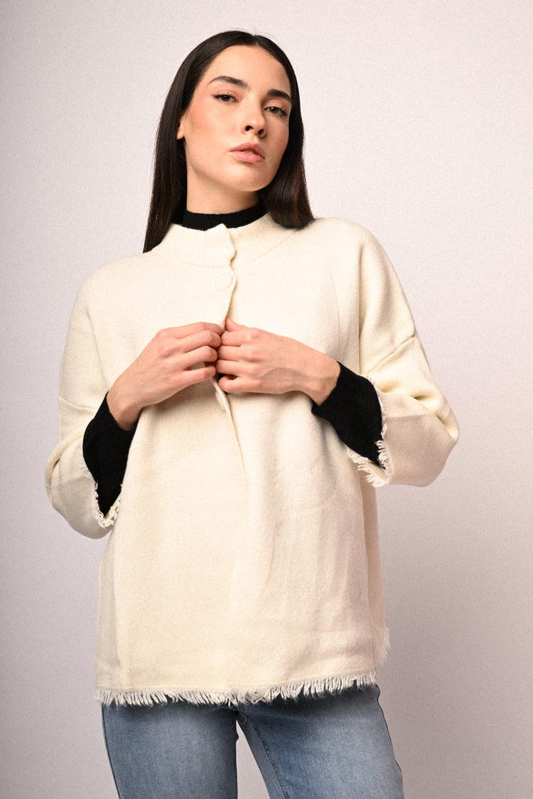 Cardigan con colletto alla coreana