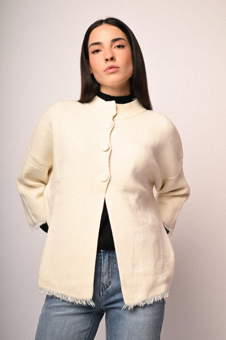 Cardigan con colletto alla coreana