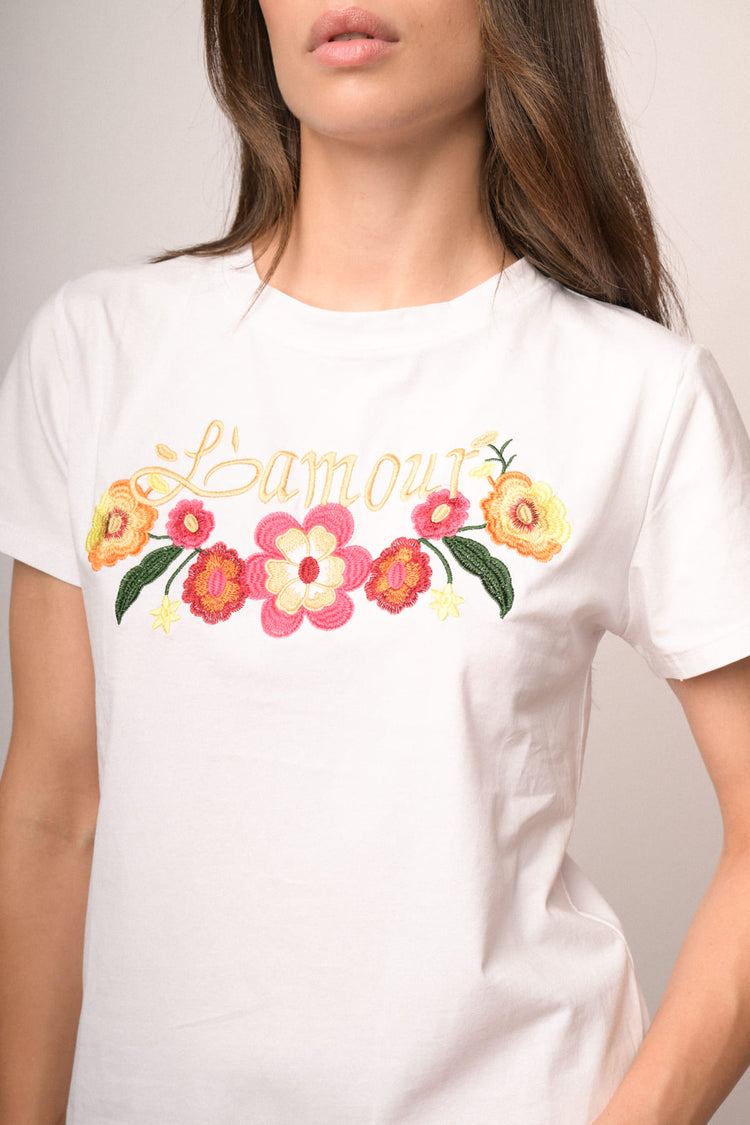 Maglia con ricamo l amour