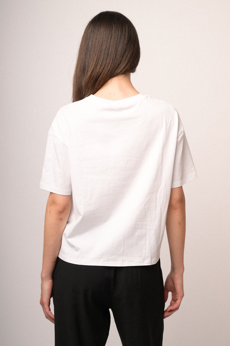 Maglia con scritta paillettes