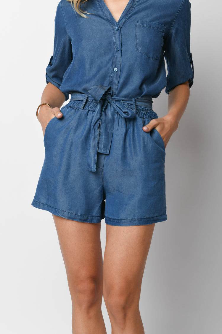 Shorts effetto denim