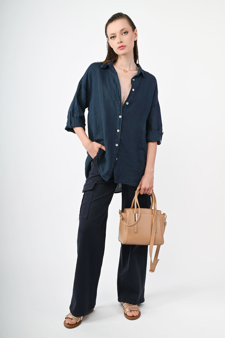 Camicia oversize in lino