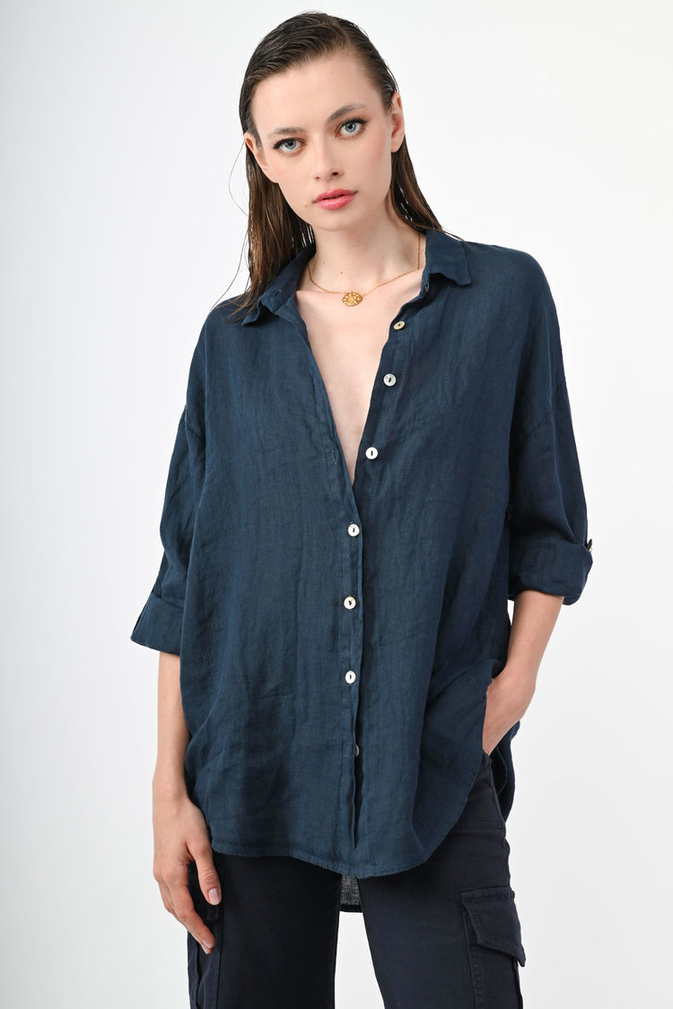 Camicia oversize in lino