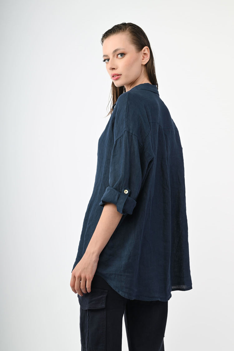 Camicia oversize in lino