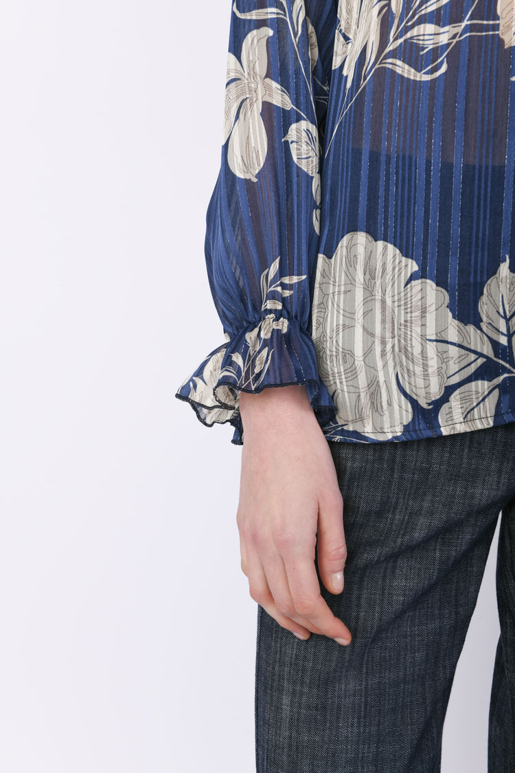 Blusa in georgette lurex a stampa floreale