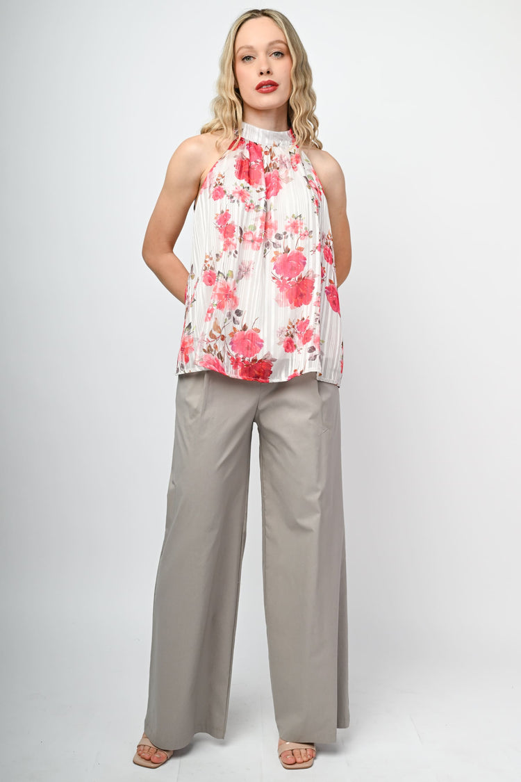 Top fiori rossi con laccio