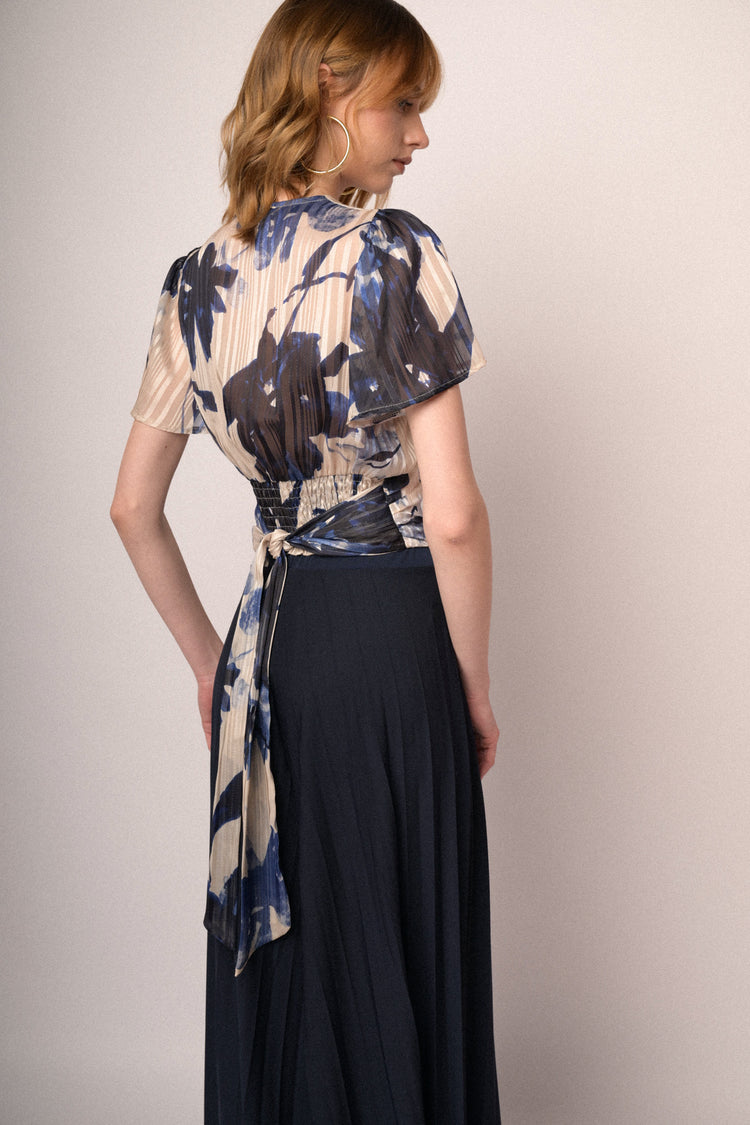 Blusa in georgette lurex a stampa floreale multicolor