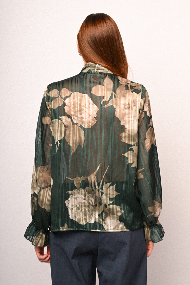 Blusa con fiocco e stampa floreale