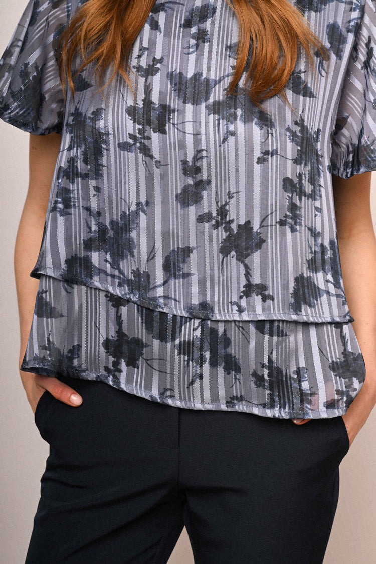 Blusa in georgette lurex a stampa floreale