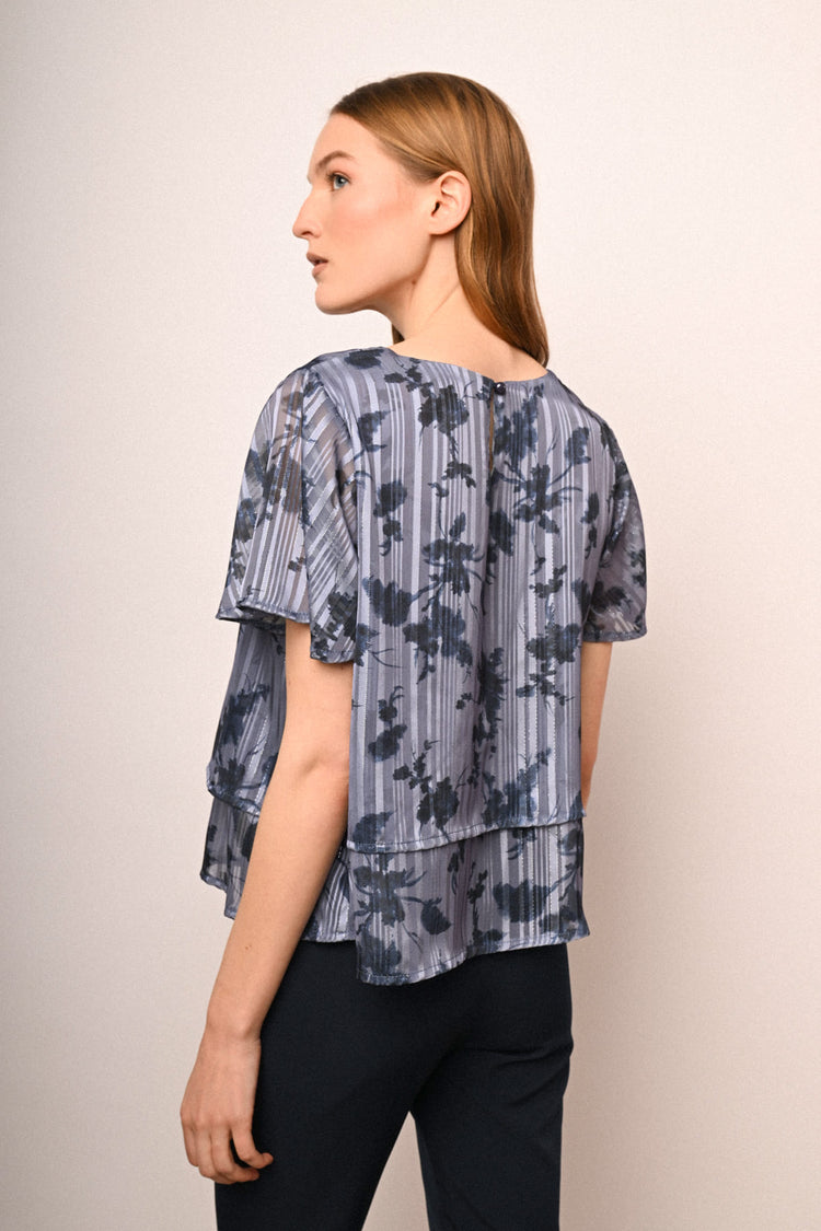 Blusa in georgette lurex a stampa floreale