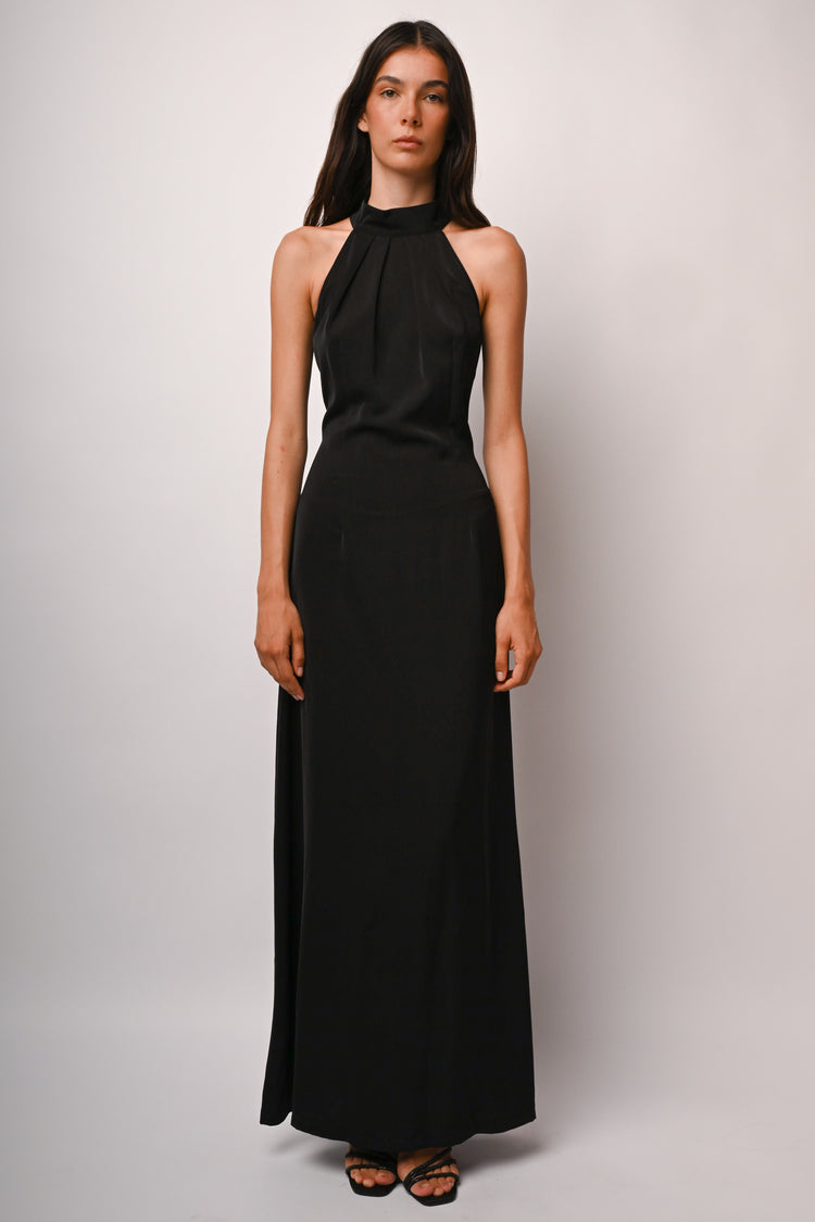 Abito lungo allamericana con cut-out