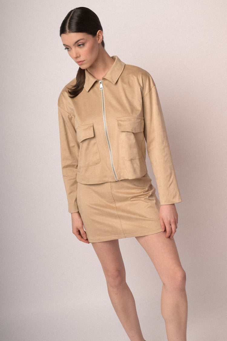 Giacca in faux suede con zip