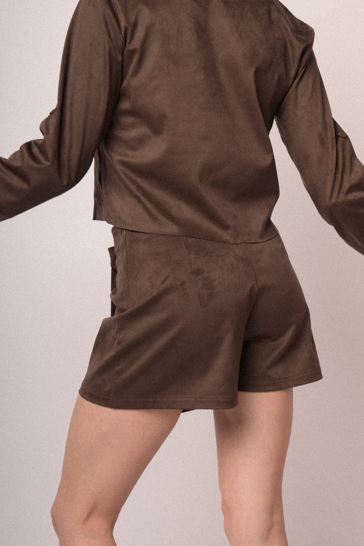 Skort in faux suede