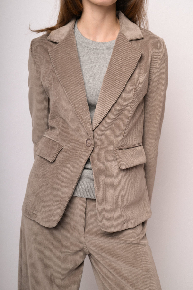 Blazer in velluto a coste tortora