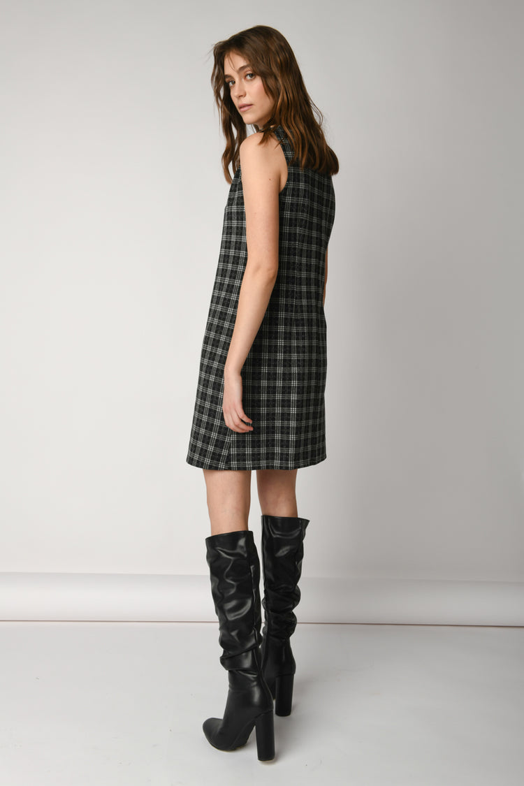 Abito in jacquard check lurex