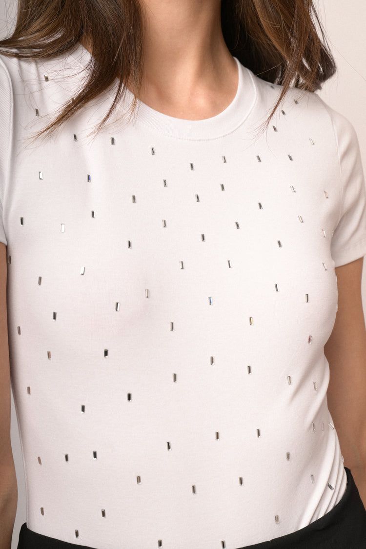 Body t shirt con applicazioni