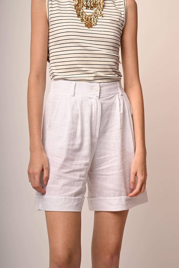 Shorts in lino e viscosa