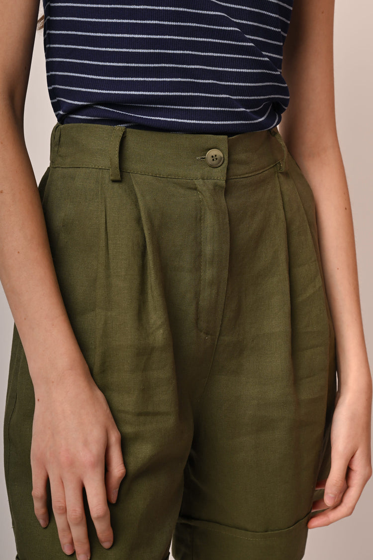 Shorts in lino e viscosa