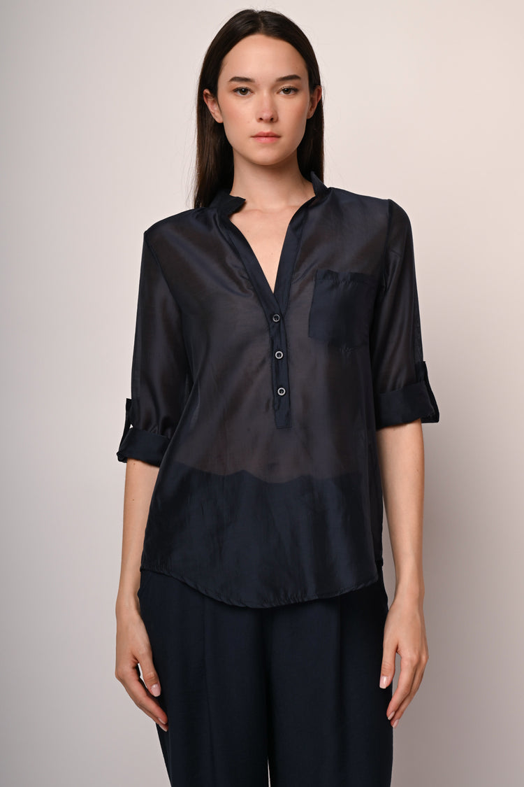 Camicia in mussola con taschino