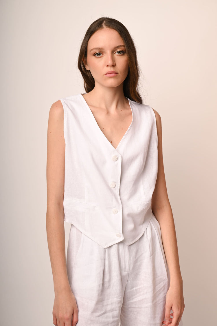 Gilet in lino e viscosa