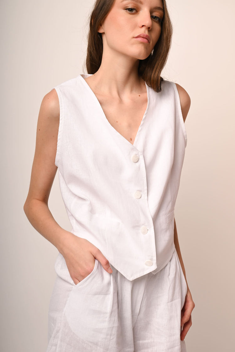 Gilet in lino e viscosa