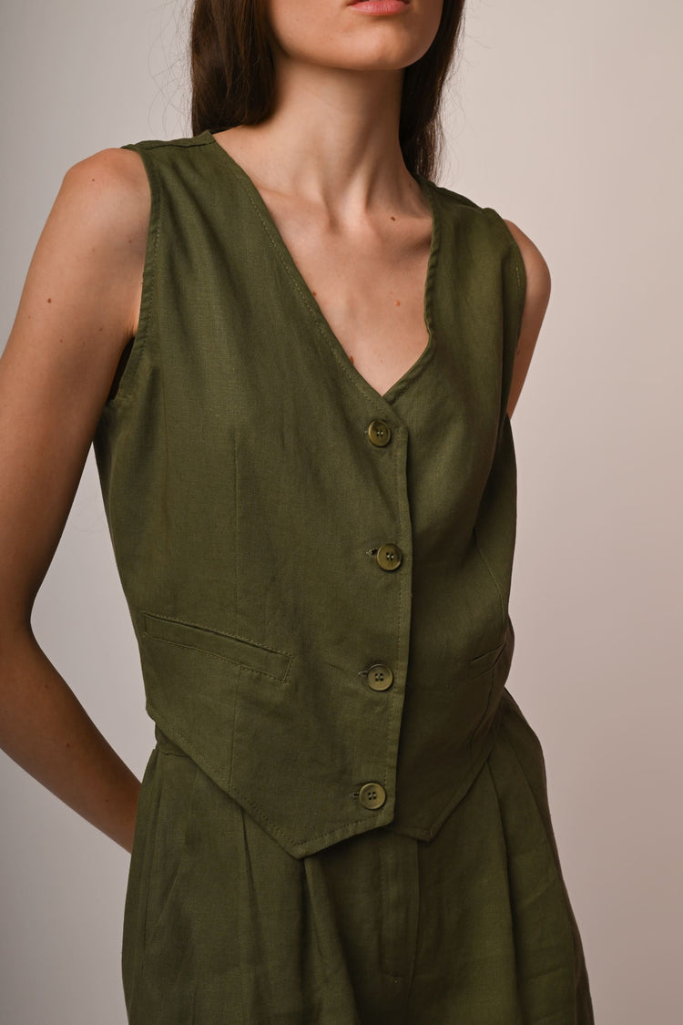 Gilet in lino e viscosa
