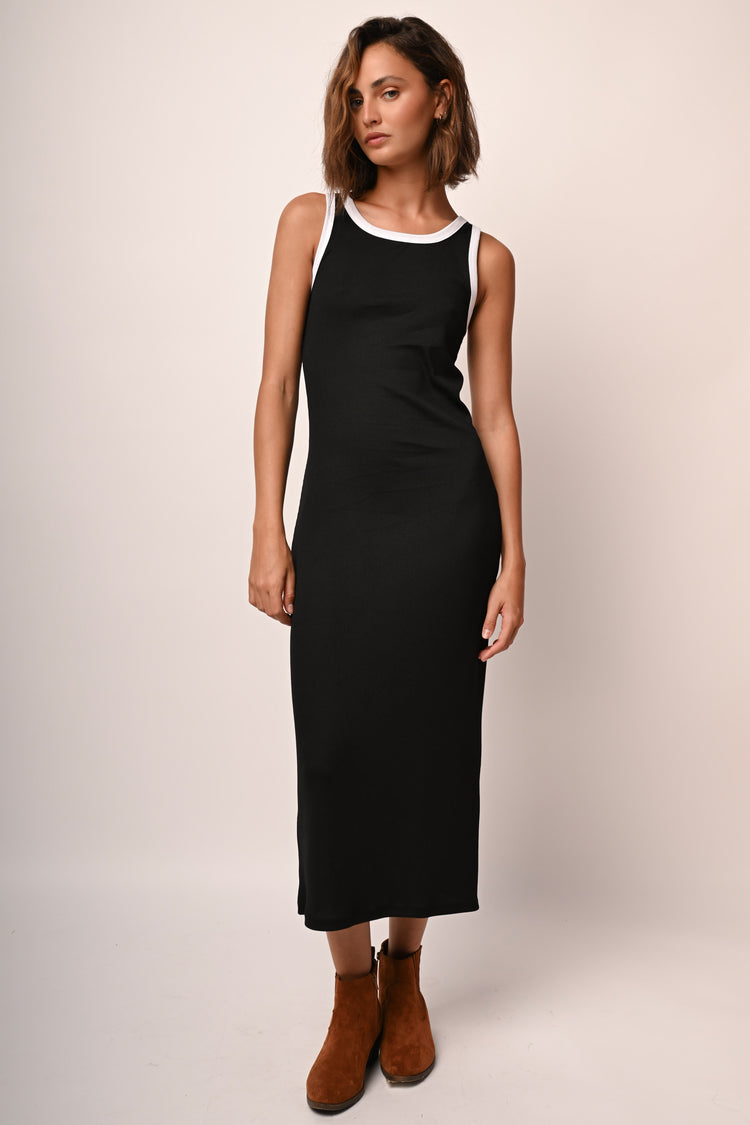 Abito midi in maglia a costine