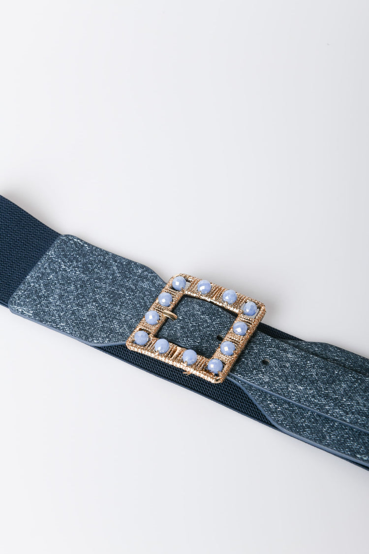 Cintura in denim con fibbia gioiello