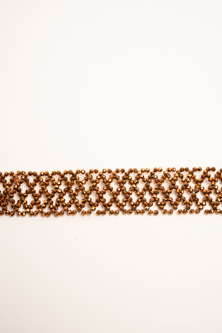 Cintura gioiello in grosgrain lurex e perline testa di moro