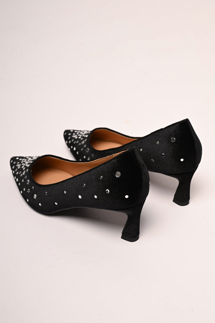 Décolleté in velluto con strass