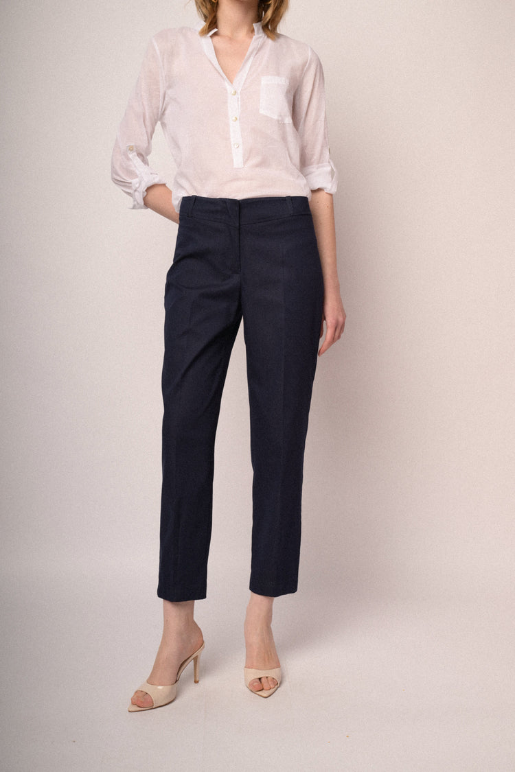 Pantaloni barrel-leg misto viscosa blu