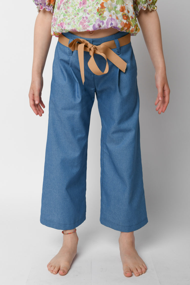 Pantalone palazzo effetto denim