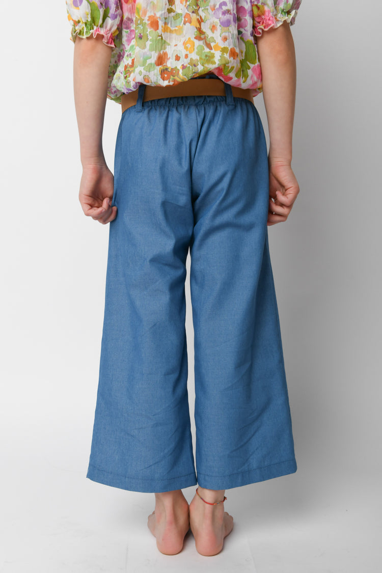 Pantalone palazzo effetto denim