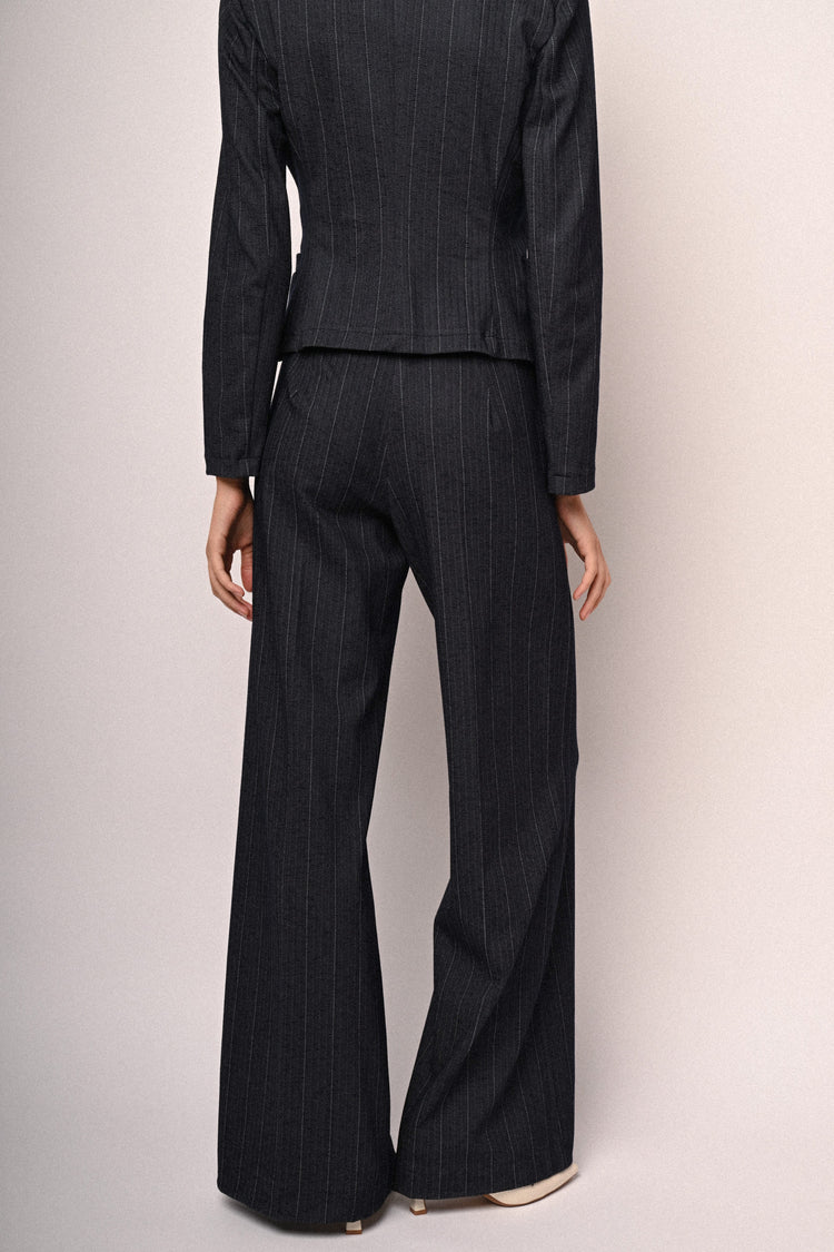 Pantaloni palazzo con motivo gessato