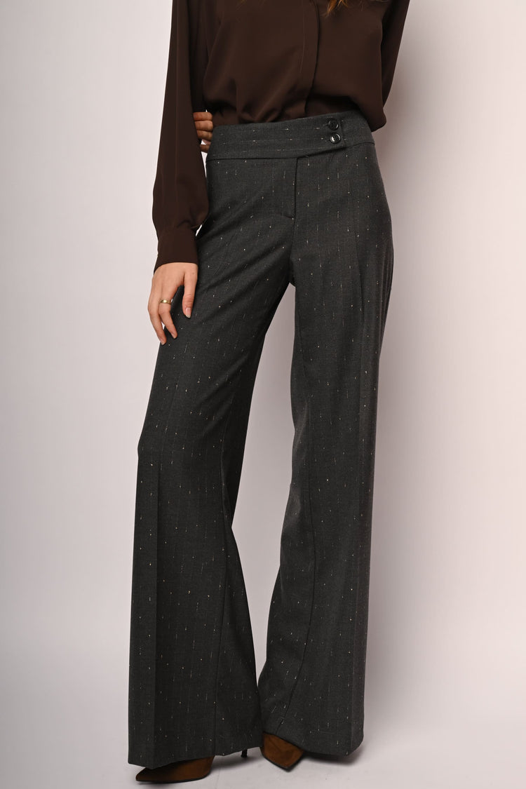 Pantaloni palazzo in gessato lamé