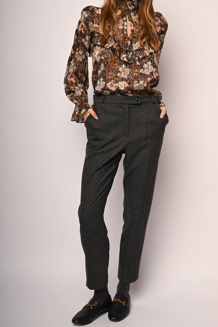 Pantaloni gessati lamé