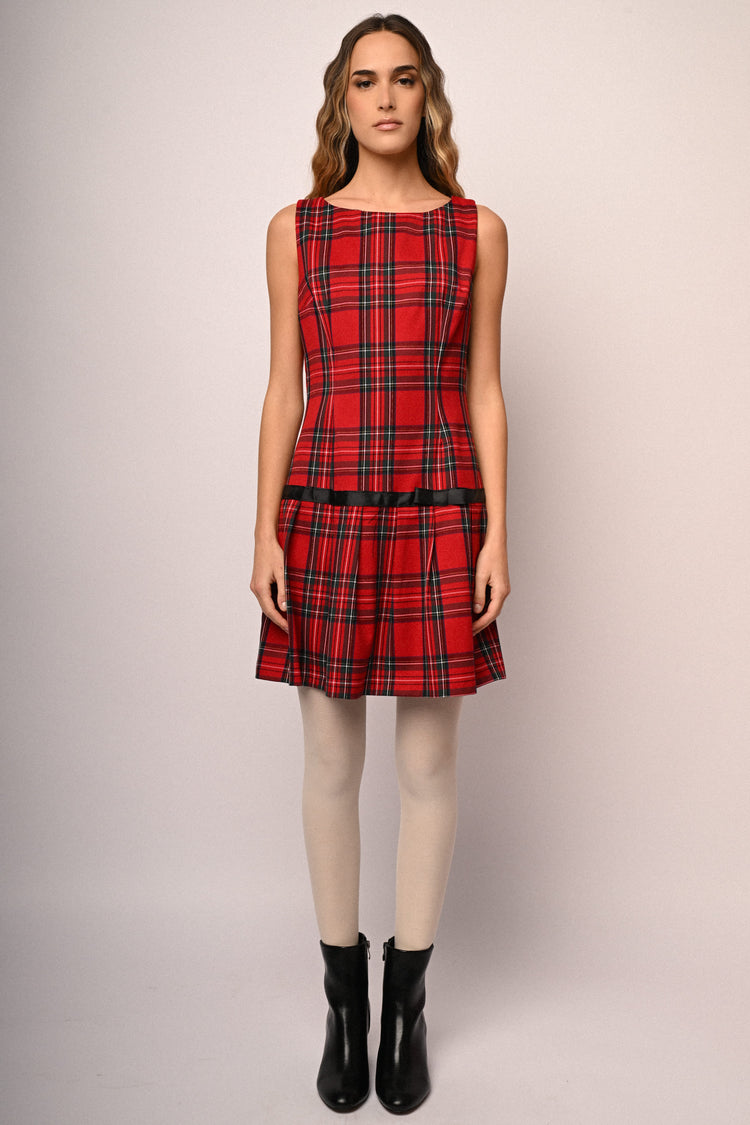 Abito mini con motivo scozzese