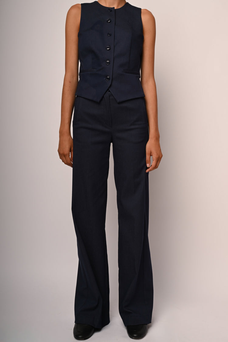 Pantaloni a gamba ampia effetto denim